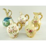 ASSORTED ROYAL WORCESTER No.1094 & LOBED SHAPED CABINET JUGS together with Royal Doulton example,