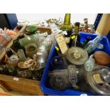ASSORTED VINTAGE BOTTLES including apothecary jars, some with labels, seltzer bottles (2 boxes)