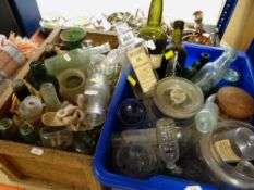 ASSORTED VINTAGE BOTTLES including apothecary jars, some with labels, seltzer bottles (2 boxes)