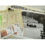 ASSORTMENT OF MOTOR RACING EPHEMERA including Monaco first day covers, signed Jack Brabham poster,