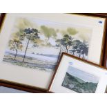UNKNOWN small watercolour - landscape with note verso 'by prisoner of war' together with watercolour