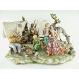 LARGE CAPODIMONTE FIGURE GROUP, gypsy encampment, signed Sandro Maggioni and factory mark, 68cms