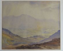 ATTRIBUTED TO SIR KYFFIN WILLIAMS RA watercolour - landscape, believed Snowdonia and with pencil