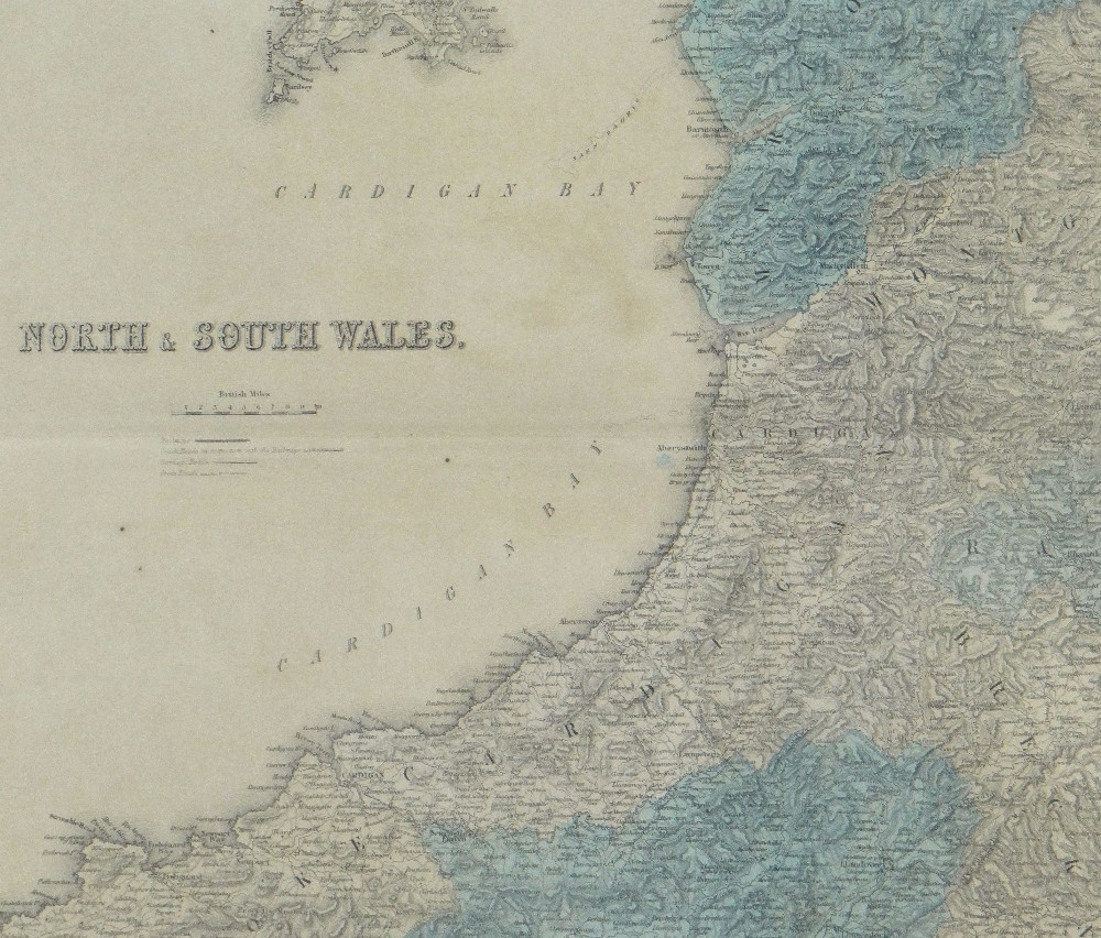 JOHN BARTHOLOMEW coloured touring road and rail map - 'North & South Wales', circa, 1890, 58 x - Image 2 of 2