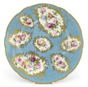 NANTGARW PORCELAIN PLATE London decorated in the Sevres style with seven irregular panels of