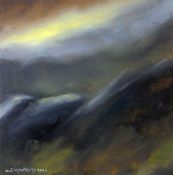 WILF ROBERTS oil on card - Ynys Môn landscape, entitled verso 'Mist Bodafon', signed and dated 2000,