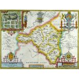 JOHN SPEED antiquarian coloured map - 'The Countie of Radnor described and the shyretownes