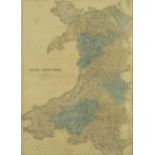 JOHN BARTHOLOMEW coloured touring road and rail map - 'North & South Wales', circa, 1890, 58 x