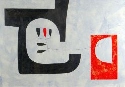 OLIVER GAIGER acrylic on paper - abstract, titled verso 'Moorings' on Martin Tinney Gallery label,