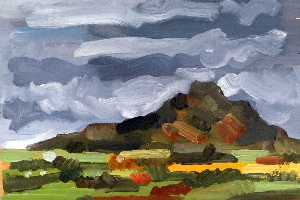 NATHAN FORD oil on panel - landscape, entitled verso 'Carn Ingli, Pembs', signed, 20 x 30cms