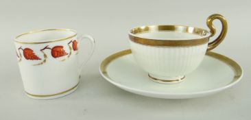 SWANSEA PORCELAIN PARIS FLUTE CUP & SAUCER TOGETHER WITH NANTGARW COFFEE CAN, cup with gilded