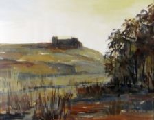 VALERIE GANZ watercolour - Gower landscape with Pennard Castle, signed indistinctly bottom right, 39