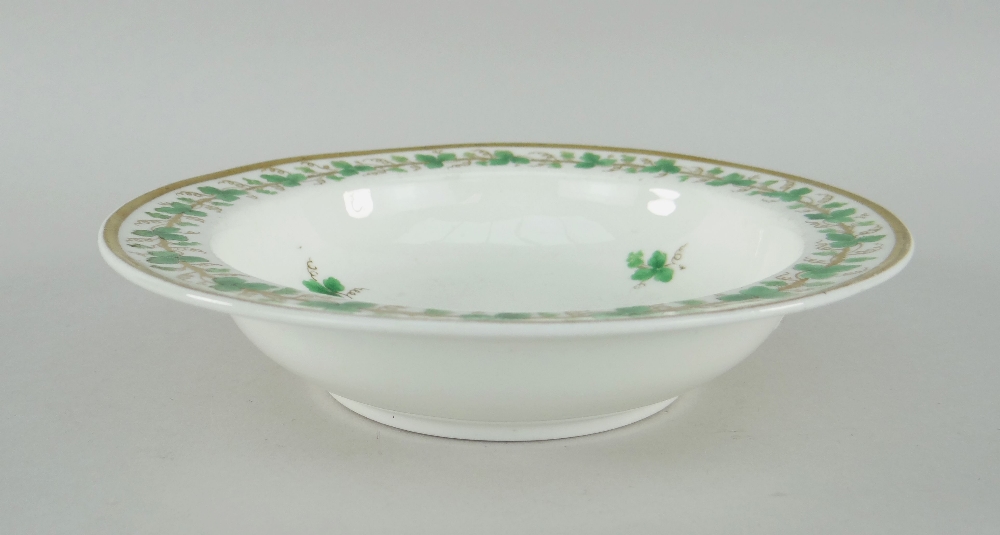 SMALL SWANSEA PORCELAIN FRUIT BOWL decorated with a continuous gilt and green leaf vine within a - Image 2 of 2