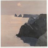 SIR KYFFIN WILLIAMS RA coloured limited edition (123/150) print - sunset over the rocky Gower coast,