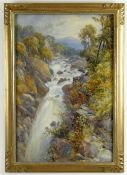 JAMES BURRELL SMITH (1822-1897) watercolour - Welsh waterfall, possibly Devil's Bridge near