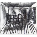 SHANI RHYS JAMES MBE limited edition monochrome (VII/VIII) lithograph - interior with figure,