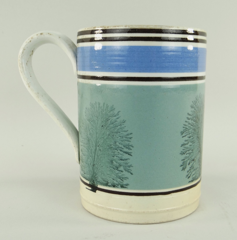 A LLANELLY POTTERY MOCHA WARE MEASURED PINT TANKARD decorated with sponged trees to coloured - Image 2 of 2