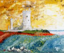 PETER GORSUCH oil on board - entitled verso 'Lighthouse at Nash', 48 x 59cms