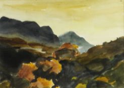 SIR KYFFIN WILLIAMS RA watercolour - Eryri, entitled verso 'Autumn Cwm Pennant' on Albany Gallery