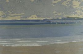 ARTHUR CHARLTON (1917-2007) lithograph - Mumbles Head with sailing boats, Swansea Bay, 39.5 x 58.