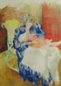 ERIC MALTHOUSE mixed media - seated female nursing baby in shawl, signed, 36 x 25.5cms