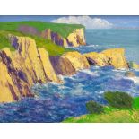 GWILYM PRICHARD oil on canvas - bright coastal scene, entitled verso on 2003 Martin Tinney Gallery