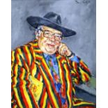 DAVID GRIFFITHS MBE oil on canvas - half-portrait of English jazz musician and celebrity George