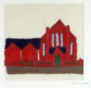 CEFYN BURGESS textile - entitled 'Capel Seion, Laird St, Birkenhead', signed, 22 x 24cms