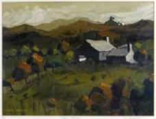 WILF ROBERTS limited edition (4/10) colour print - Ynys Môn landscape with cottages entitled '