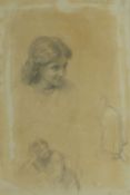 PENRY WILLIAMS pencil on paper - detailed on Fry Gallery label verso 'Portrait Study of an Italian