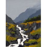 DAVID BARNES oil on board - Welsh landscape, entitled 'Ogwen Falls', signed verso, 39 x 29cms