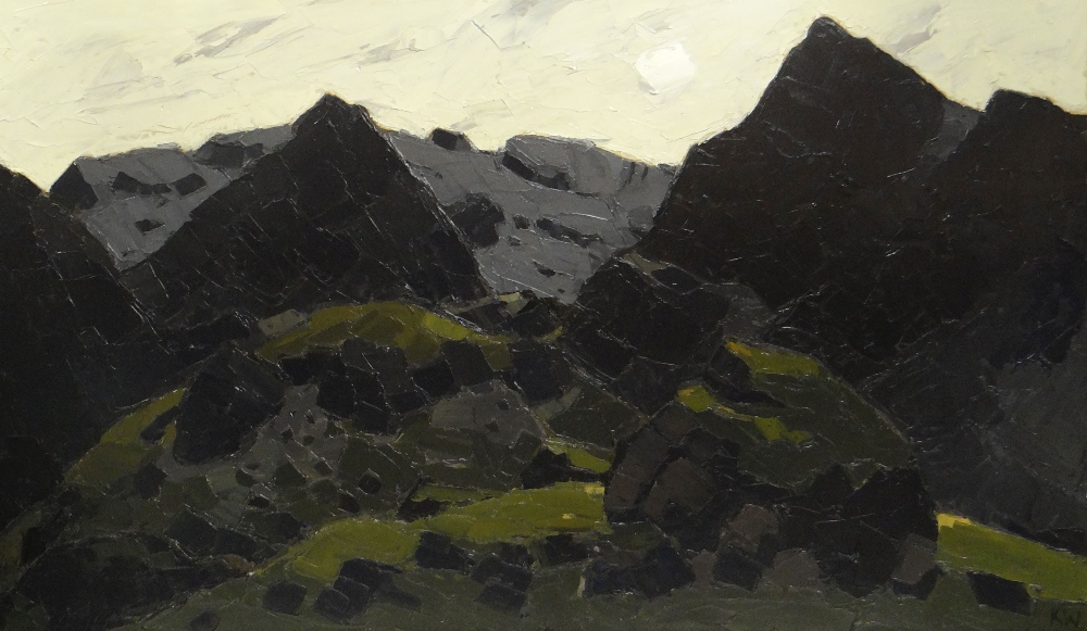 SIR KYFFIN WILLIAMS RA oil on canvas - Eryri mountains near Llanberis, entitled 'Clogwyn y Person