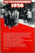 WELSH ARTS COUNCIL / IDRIS DAVIES poster - poetry relating to the 1926 General Strike, entitled '