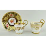 NANTGARW PORCELAIN COFFEE CUP & SIMILAR COALPORT SAUCER TOGETHER WITH ANOTHER NANTGARW CUP the cup