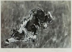 SIR KYFFIN WILLIAMS RA limited edition (229/250) monochrome print - sheepdog pausing with head on