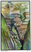 OSI OSMOND watercolour - Pembrokeshire, entitled 'Rocks Manorbier', signed and dated 1977, 12.5 x