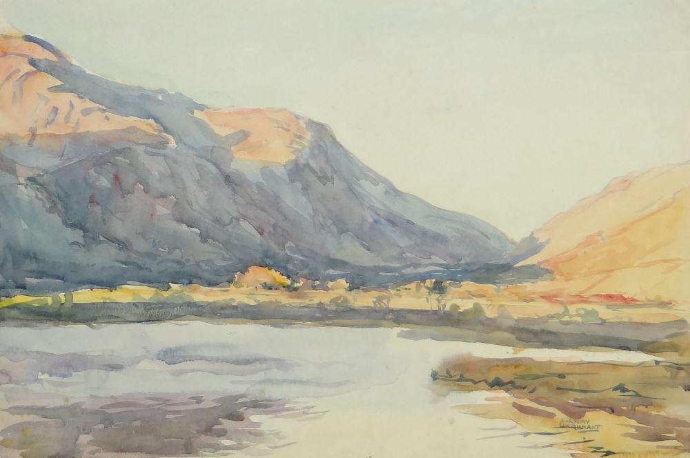 MURRAY MCNEEL CAIRD URQUHART (1880-1972) two unframed watercolours - Gwynedd mountains and la - Image 3 of 3