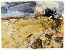 DAVID TRESS mixed media with oil on paper and construction - landscape, entitled verso 'Looking