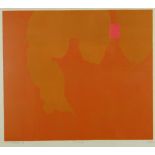 ERIC MALTHOUSE limited edition (12/25) screenprint - abstract in orange and pink, entitled verso '