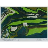 JOHN STOPS limited edition (5/12) six colour screenprint - landscape, entitled 'Coastal Strata of