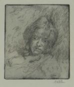 AUGUSTUS JOHN etching - head portrait, entitled 'Quincy No. 1', 1906, signed, 13 x 11.5cms