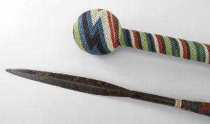 TWO ZULU WIREWORK WEAPONS, South Africa, comprising knobkerrie and assegai, longest 80cms (2)