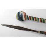 TWO ZULU WIREWORK WEAPONS, South Africa, comprising knobkerrie and assegai, longest 80cms (2)