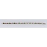 18CT GOLD DIAMOND & EMERALD BRACELET, total diamond weight 6cts approx., total emerald weight 1ct