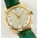 18K YELLOW GOLD GENTS PIAGET WRISTWATCH, having 17 jewel movement and hallmarked to the inside of