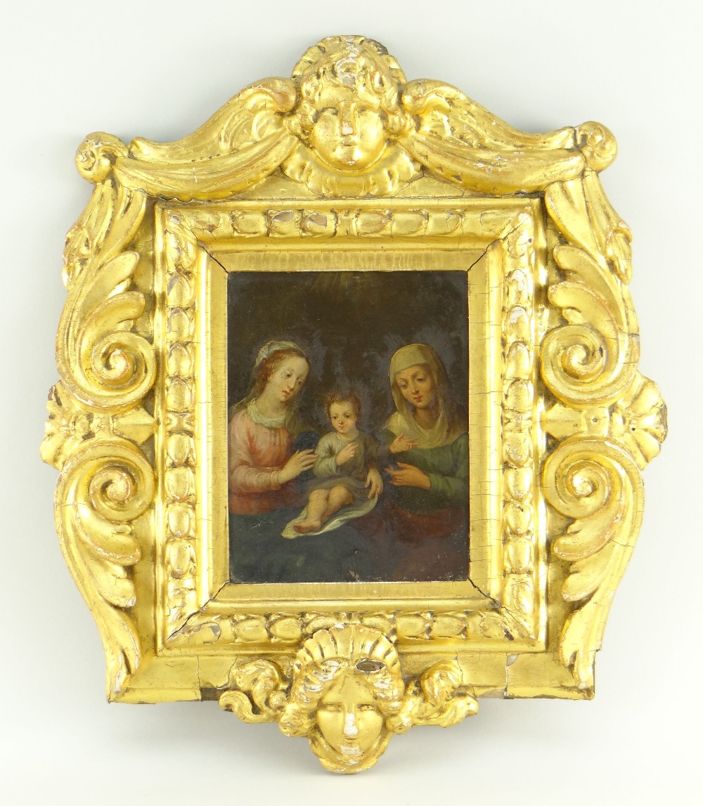 FOLLOWER OF HENDRIK VAN BALEN oil on copper - Holy Family with St Anne, verso bears marks '413