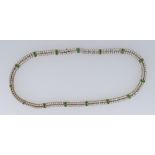 18CT GOLD DIAMOND & EMERALD NECKLET, overall diamond carat weight approx. 12cts and emerald carat