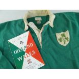 1960 IRELAND INTERNATIONAL RUGBY UNION JERSEY WORN BY THOMAS J KIERNAN (b.1939) against Wales in