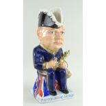 A WILKINSON 'WINSTON CHURCHILL' CHARACTER TOBY JUG BY CLARICE CLIFF, CIRCA 1941, modelled holding