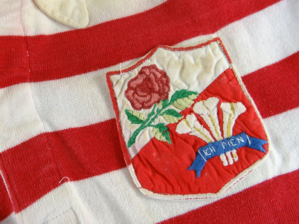 RARE 1955 MATCH WORN RUGBY UNION JERSEY FOR WALES & ENGLAND v IRELAND & SCOTLAND played in by prop - Image 2 of 5
